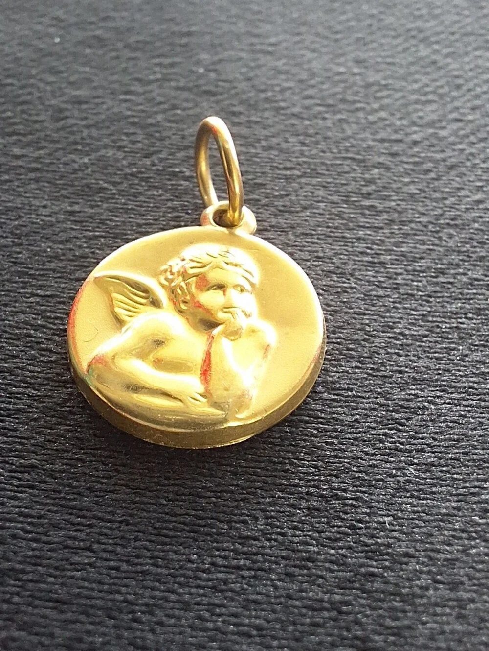 Vintage 14K Gold Cherub Angel Charm Pendant Guardian Angel Keepsake Double Sided - Picture 6 of 9